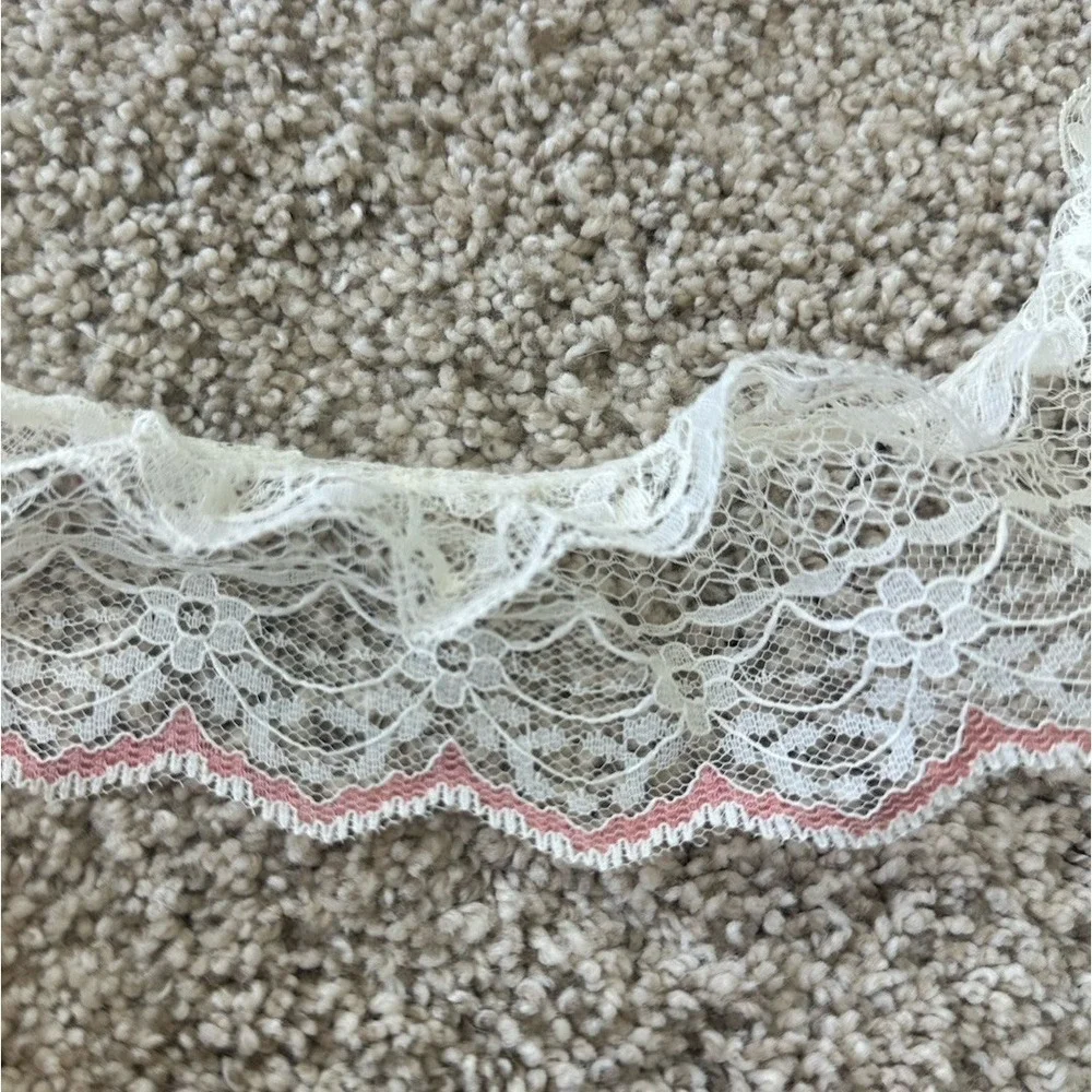 Lot 3 Vintage Lace Trim Eyelet Ruffle Sewing Craft Bulk Double Layer 30-40 Yards